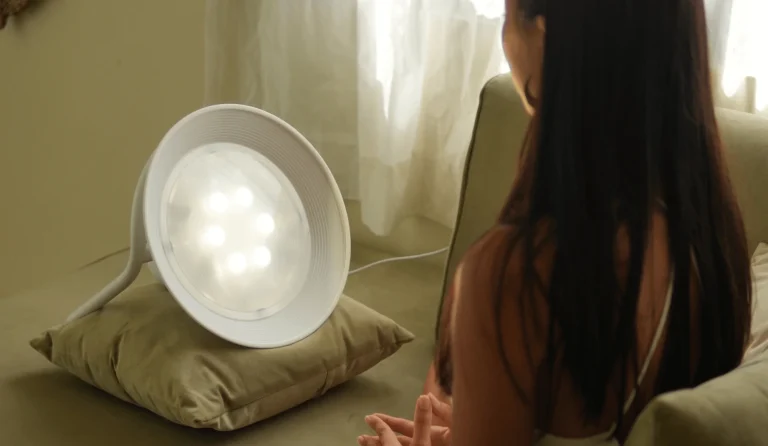 Face à la lampe Dream Machine allumée