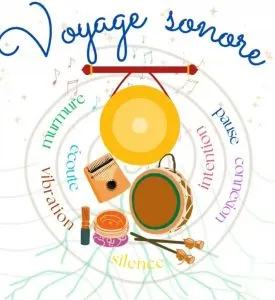 Voyage sonore : gong, kalimba, tambour et bol chantant